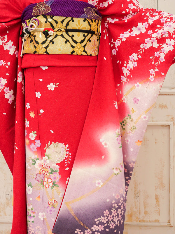 FR-055　赤地枝垂れ桜　振袖