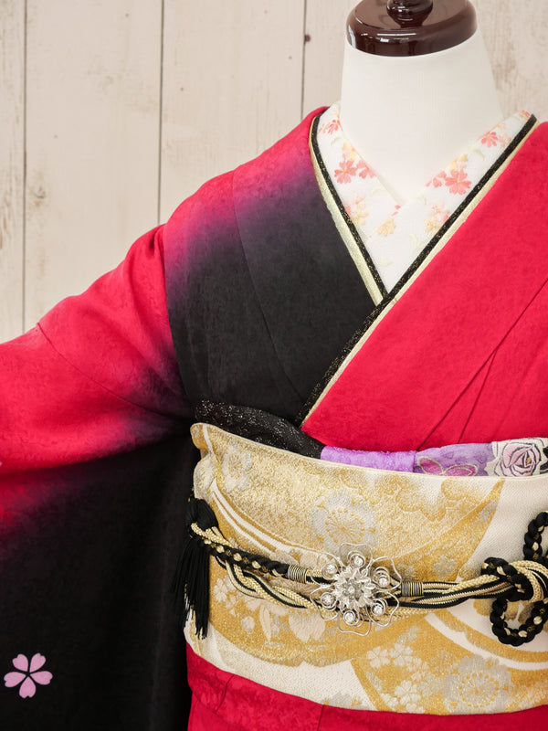 FR-056   ビビッドピンクバラ　振袖