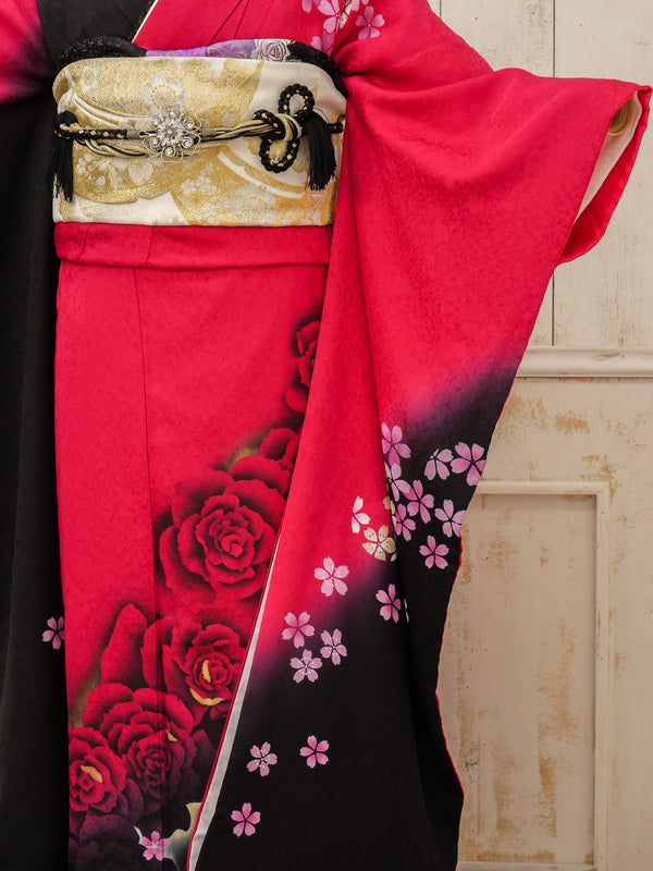 FR-056   ビビッドピンクバラ　振袖