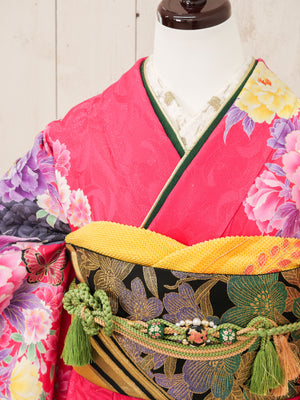 FR-057　ビビッドピンク蝶　振袖