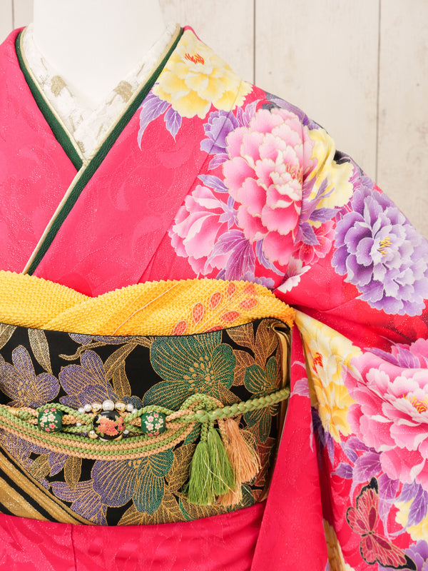 FR-057　ビビッドピンク蝶　振袖