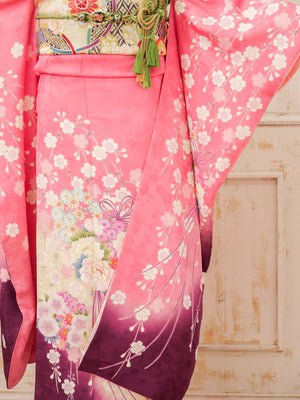 FR-065　ピンク地枝垂れ桜　振袖