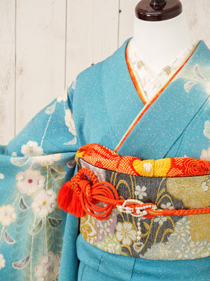 FR-069　青緑地枝垂れ桜　振袖