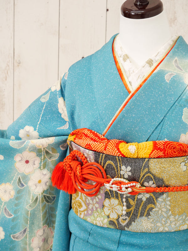 FR-069　青緑地枝垂れ桜　振袖