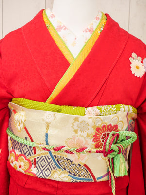 FR-071    赤地小花　振袖