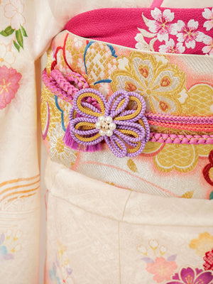 FR-089　白地ピンク小花波　振袖