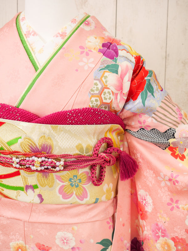 FR-077　ピンク地牡丹　振袖