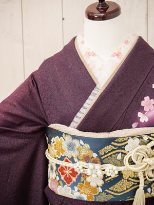 FR-080　紫地ピンク枝垂れ桜　振袖