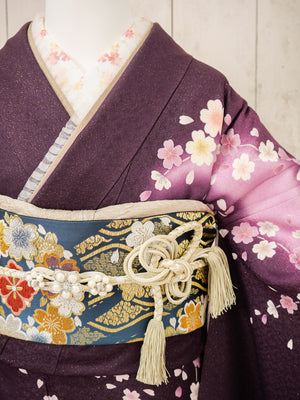 FR-080　紫地ピンク枝垂れ桜　振袖