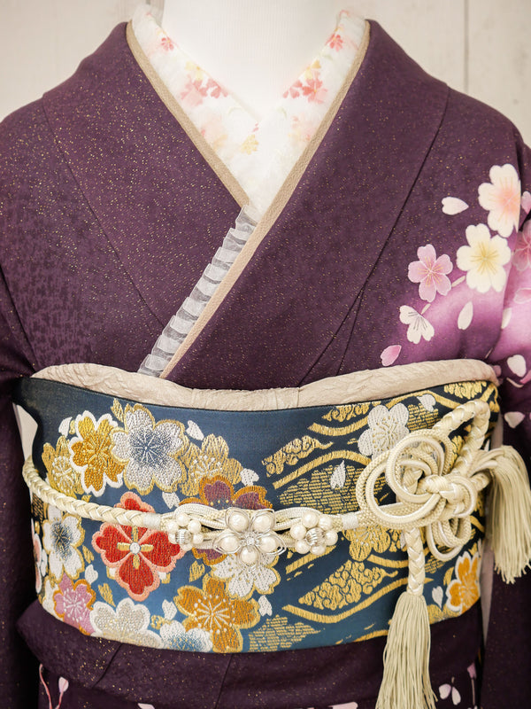 FR-080　紫地ピンク枝垂れ桜　振袖