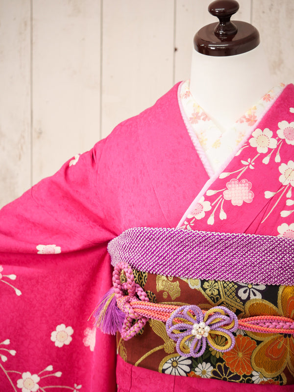 FR-083　ピンク地枝垂れ桜　振袖