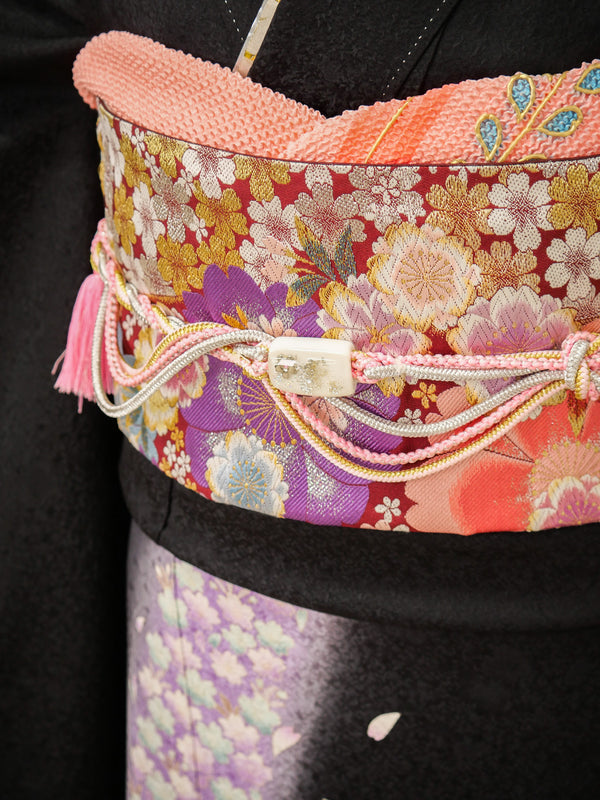 FR-084    黒地ピンク桜　振袖