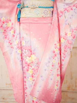 FK-017　ピンク地枝垂れ桜　振袖.