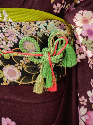 FK-018　紫時ピンク花　振袖.