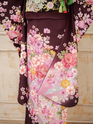 FK-018　紫時ピンク花　振袖.