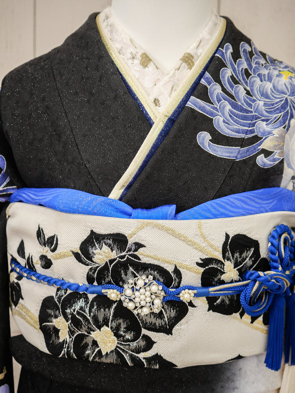 FK-022　黒地青菊　振袖.