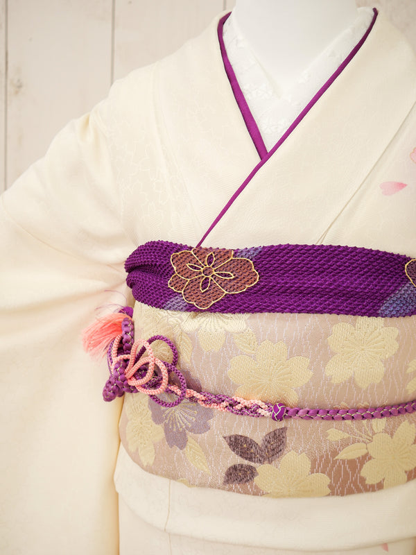 FK-023　白地紫小花　振袖.