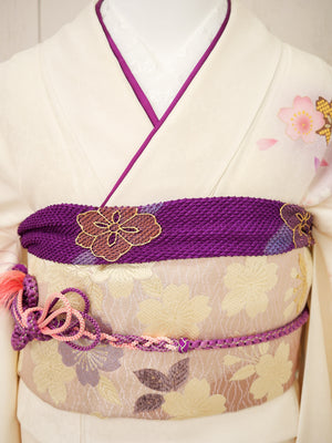 FK-023　白地紫小花　振袖.