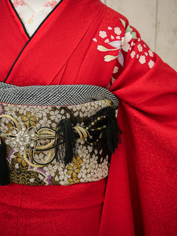 FK-028　赤地花波　振袖.