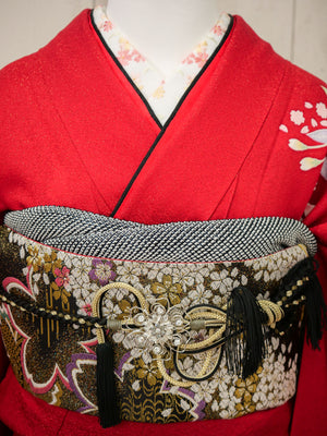 FK-028　赤地花波　振袖.