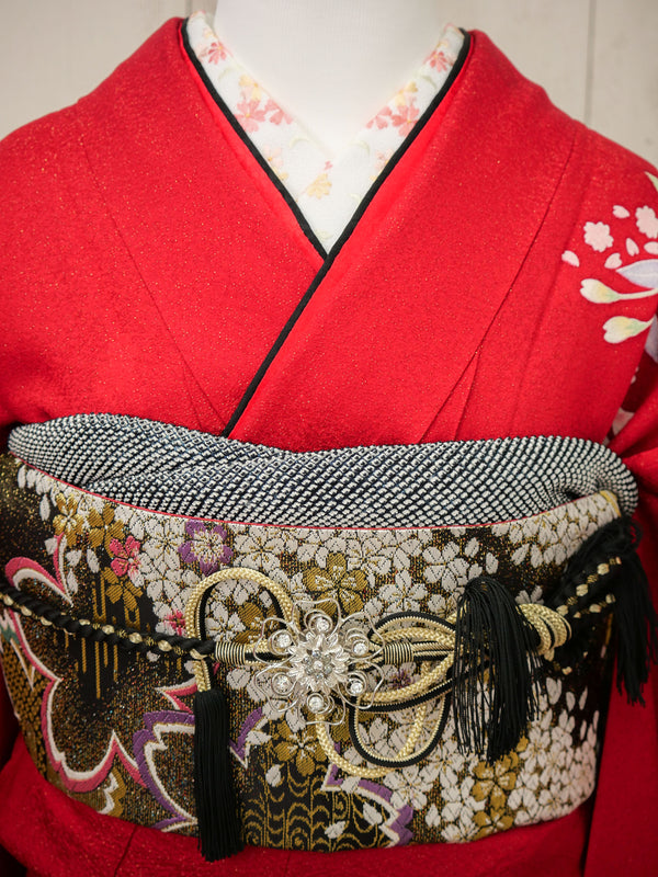 FK-028　赤地花波　振袖.
