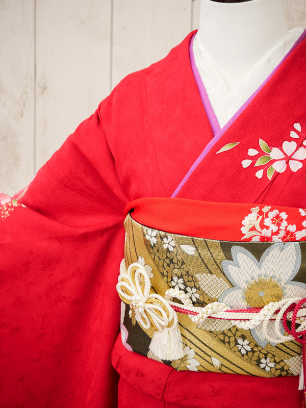 FK-029　赤地枝垂れ桜　振袖.