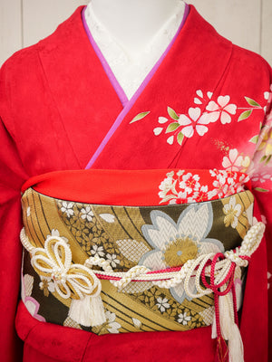 FK-029　赤地枝垂れ桜　振袖.