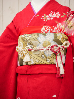 FK-029　赤地枝垂れ桜　振袖.