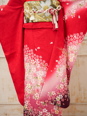 FK-029　赤地枝垂れ桜　振袖.