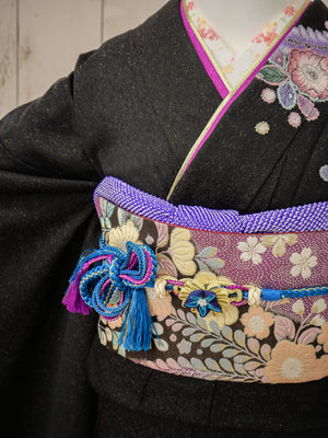 FK-034　黒地パープル　振袖.