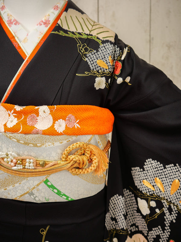 FK-037　黒地松　振袖.