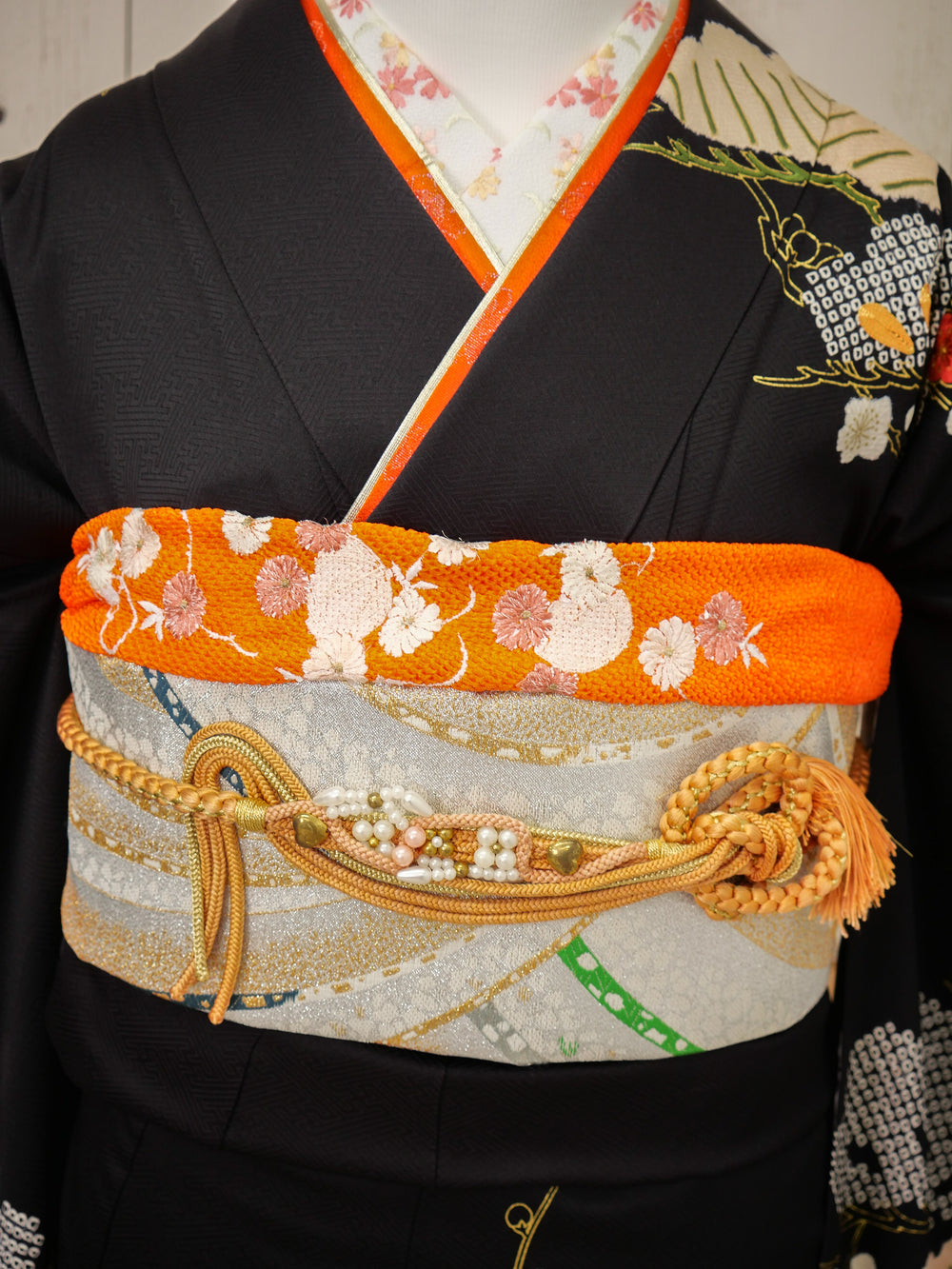 FK-037　黒地松　振袖.