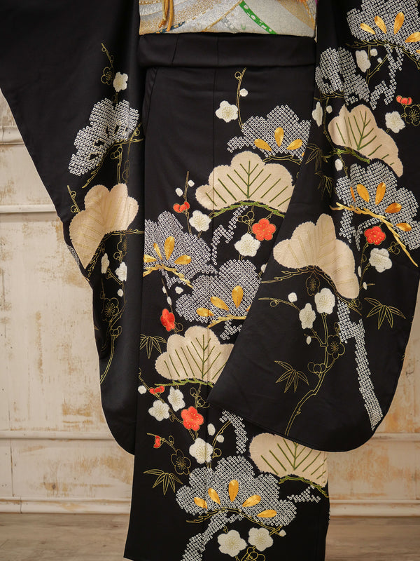 FK-037　黒地松　振袖.