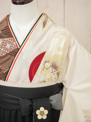 KR-139/JAPAN STYLE×中村里砂 ブラウン片身替り　卒業袴