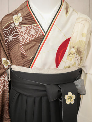 KR-139/JAPAN STYLE×中村里砂 ブラウン片身替り　卒業袴