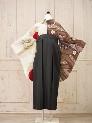 KR-139/JAPAN STYLE×中村里砂 ブラウン片身替り　卒業袴