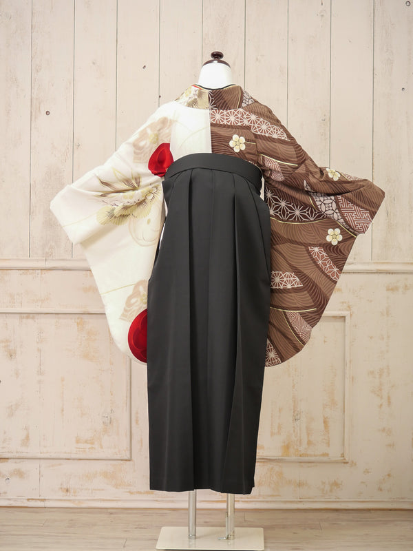 KR-139/JAPAN STYLE×中村里砂 ブラウン片身替り　卒業袴