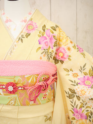 FI-008　黄色×ピンク薔薇　振袖