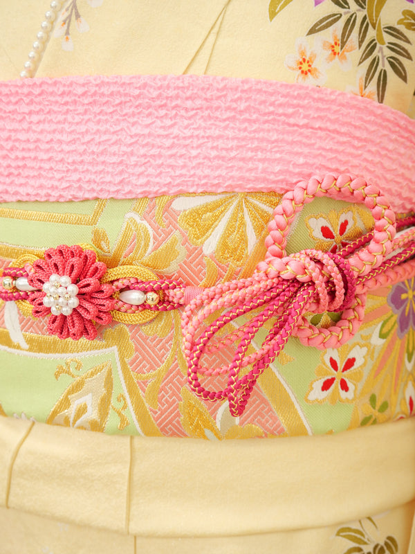 FI-008　黄色×ピンク薔薇　振袖