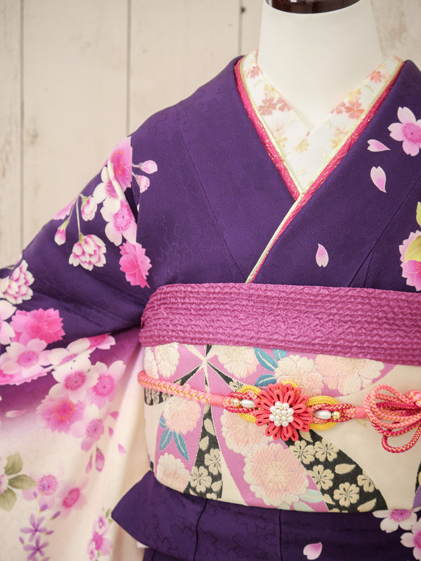 FI-012　紫地ピンク花蝶　振袖