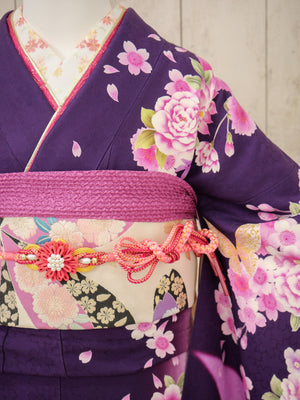 FI-012　紫地ピンク花蝶　振袖