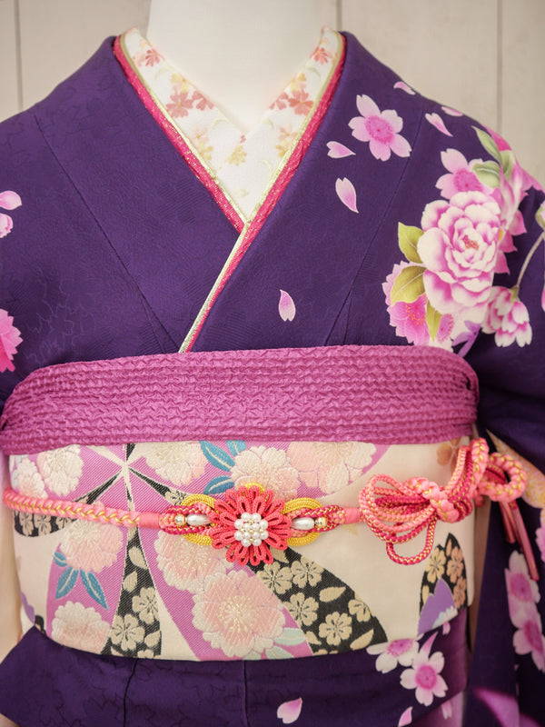 FI-012　紫地ピンク花蝶　振袖