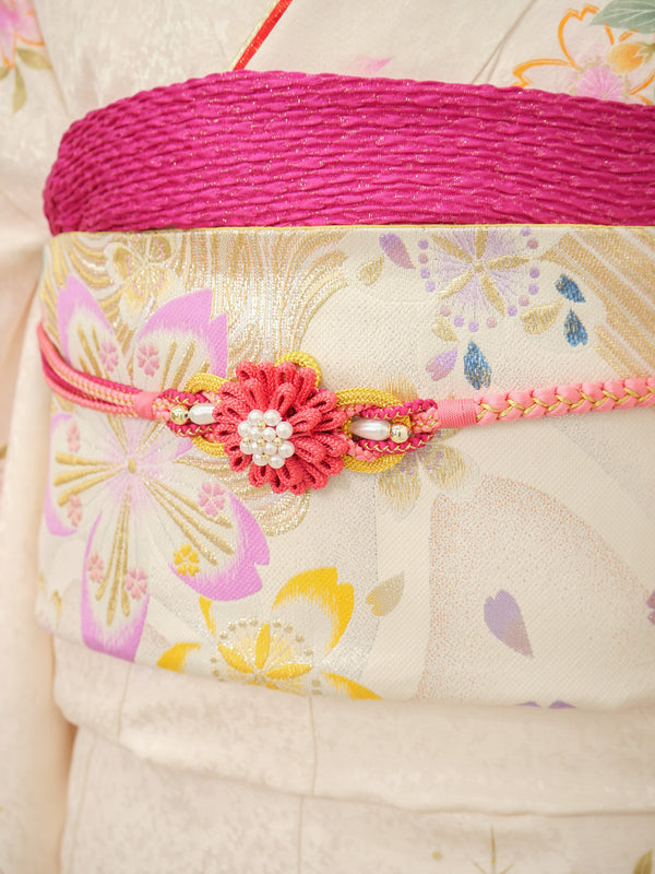 FI-015　白地ピンク桜ぼかし　振袖