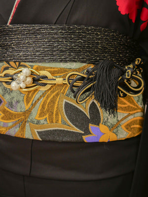 FI-036　紅黒グラデ・モダンブーケ　振袖