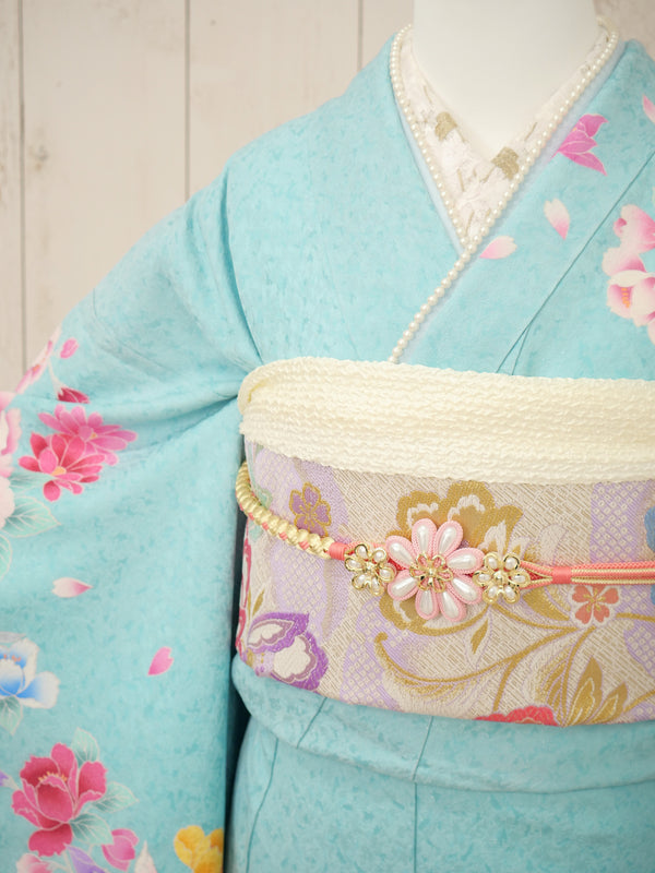 FI-038　水彩ローズ・スカイドリーム　振袖