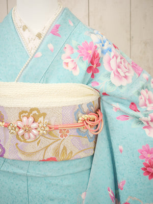 FI-038　水彩ローズ・スカイドリーム　振袖