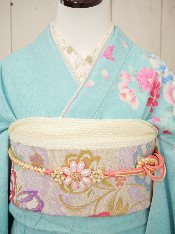 FI-038　水彩ローズ・スカイドリーム　振袖