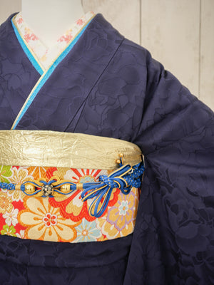 FI-039    深紺シンプル・美粧帯　振袖