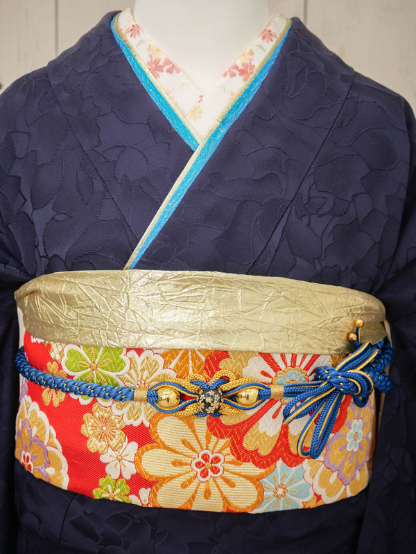 FI-039    深紺シンプル・美粧帯　振袖