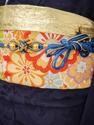 FI-039    深紺シンプル・美粧帯　振袖